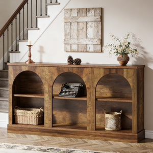 Narrow Entryway Console Table with 3-Tier Storage Shelf