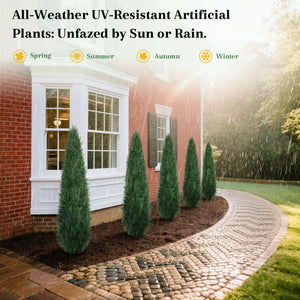 Artificial Cedar Topiary Trees 2 Pack – UV Resistant Indoor Outdoor Faux Cypress Shrubs
