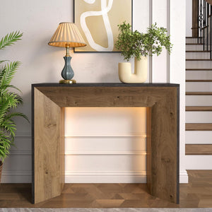 LED Console Table with Storage – Narrow Entryway Sofa Table