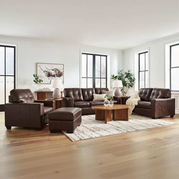 Dark Brown Leather Rectangular Ottoman