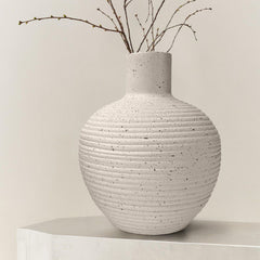 Large Rustic Floor Vase with Groove Texture