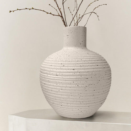 Large Rustic Floor Vase with Groove Texture