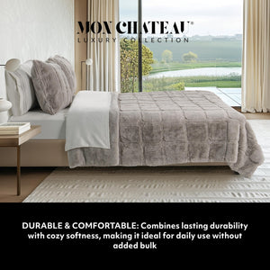 3D Faux Fur Comforter Set with Shams – Queen & King