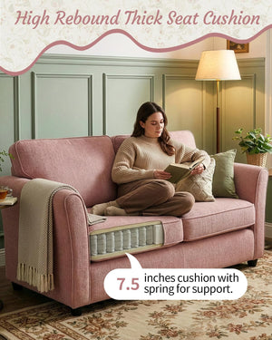 67" Chenille Loveseat Sofa with Removable Covers