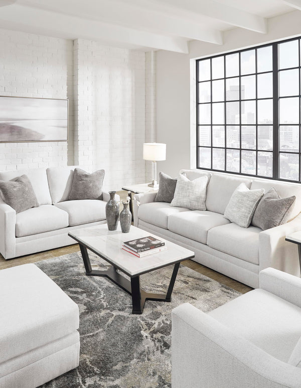 Contemporary Light Gray Sofa with Accent Pillows