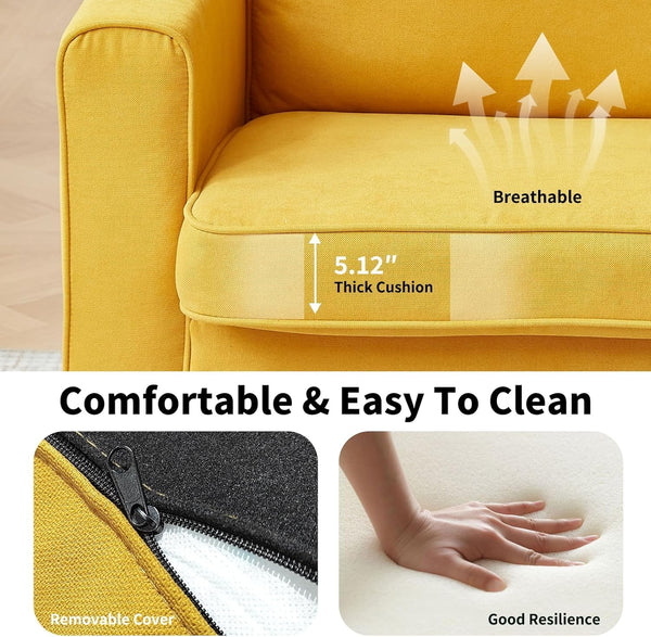 79" 3-Seater Linen Sofa with Adjustable Seat & Removable Covers