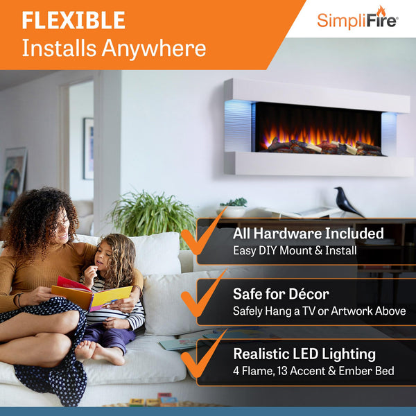 Wall Mount Electric Fireplace with Floating Mantel
