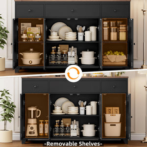 55" Kitchen Buffet Cabinet with Storage Drawers & Shelves