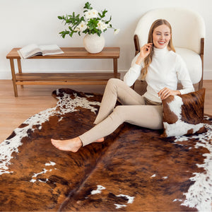 Genuine Brazilian Cowhide Rug – Tricolor Brindle Mix