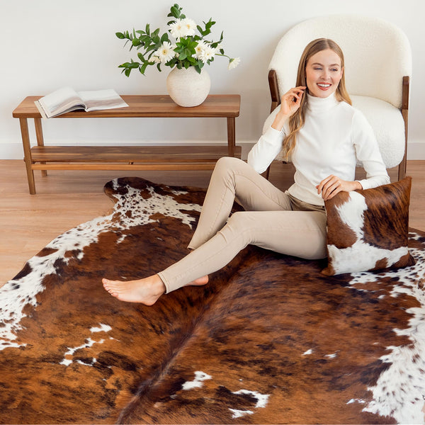 Genuine Brazilian Cowhide Rug – Tricolor Brindle Mix