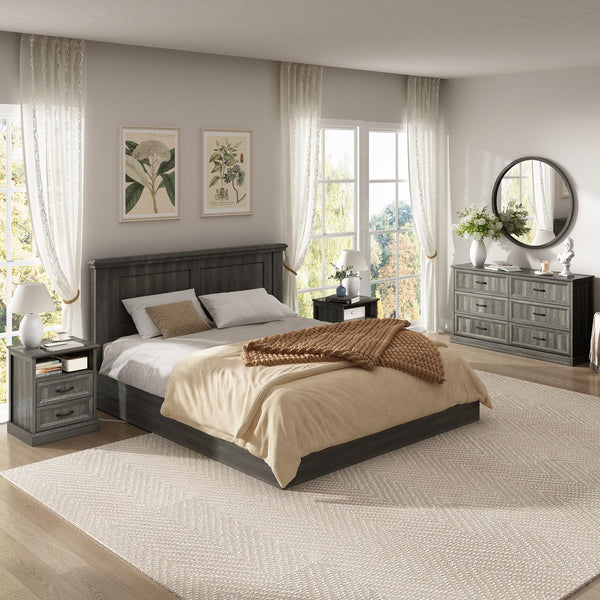 Farmhouse Dresser & Nightstand Set – 3-Piece Bedroom Set