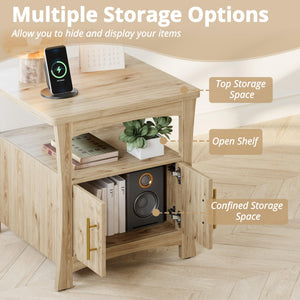 Farmhouse Nightstand with Charging Station