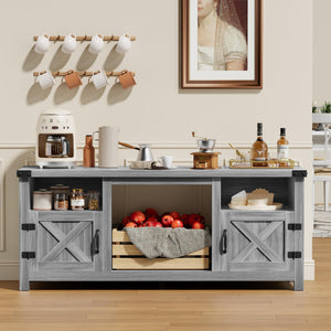 Farmhouse Fireplace TV Stand with Electric Hearth – Fits TVs up to 65"