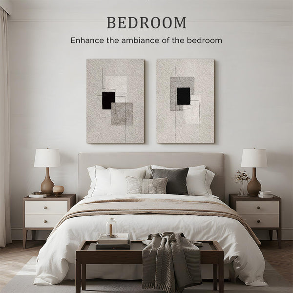 Large Abstract Wall Art Set of 2 – 24x36 Inch Framed Sandstone Canvas
