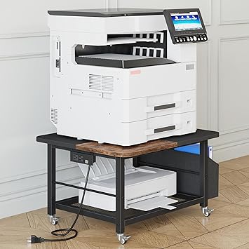 2-Tier Printer Stand with Power Outlet and Storage