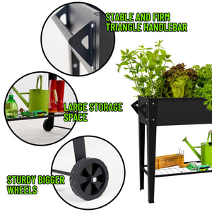 32" Tall Raised Garden Bed with Wheels & Bottom Shelf