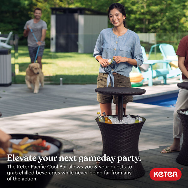 Outdoor Pop-Up Bar Table with Built-In Cooler