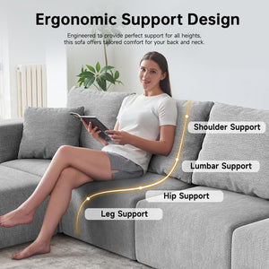 Modular Sectional Sofa, 6-Seater L-Shaped Cloud Couch with Memory Foam