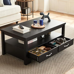 Farmhouse Coffee Table with Drawers & Storage