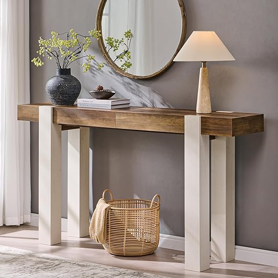 63-Inch Wooden Console Table with 2 Drawers
