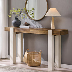 63-Inch Farmhouse Console Table with 2 Drawers