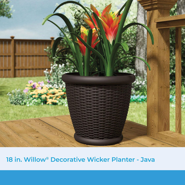 18-Inch Wicker Plastic Planter Pot – Set of 3