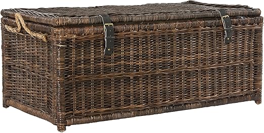 Wicker Storage Trunk with Flip-Top Lid