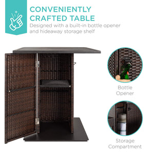 5-Piece Outdoor Wicker Bar Table Set with 4 Stools