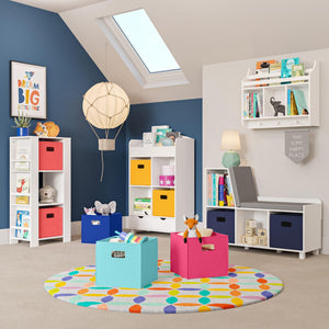Kids Storage Bench with Cushioned Seat and Cubby Organizer