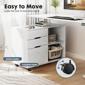 3-Drawer Lateral Filing Cabinet with Printer Stand & Wheels