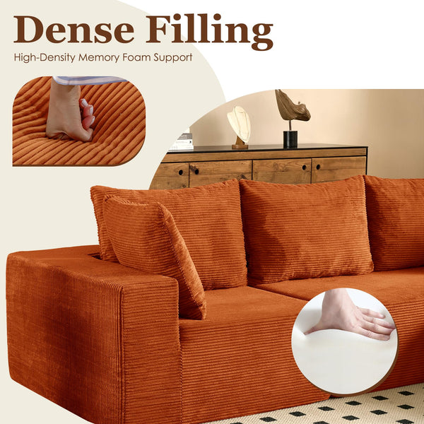 108" Cloud Sectional Sofa with Deep Seat & Movable Ottoman