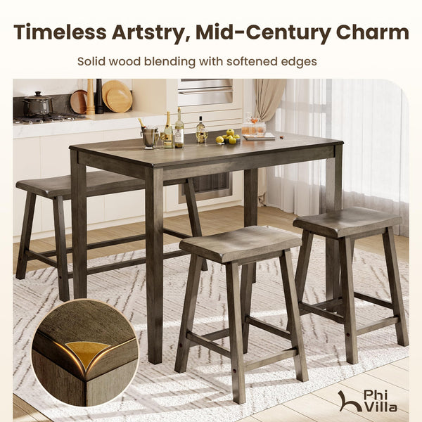 Counter Height Dining Table Set for 4 with Bench