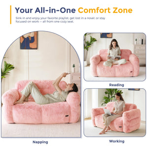 Giant Bean Bag Chair – Fluffy Faux Fur Loveseat Floor Sofa