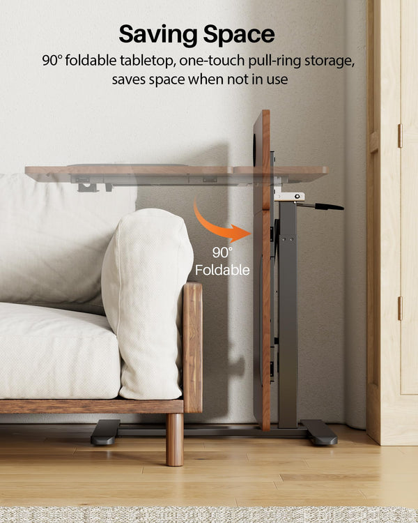 Pneumatic Height Adjustable Overbed Table with Wheels