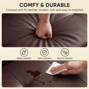 Convertible Futon Sofa Bed with Adjustable Backrest & Armrest