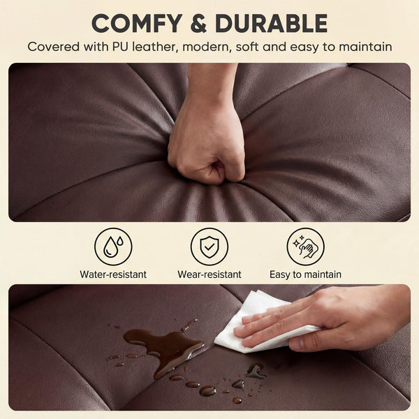 Convertible Futon Sofa Bed with Adjustable Backrest & Armrest
