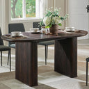 63" Fluted Oval Dining Table for 4–6 | Mid-Century Modern | Engineered Wood