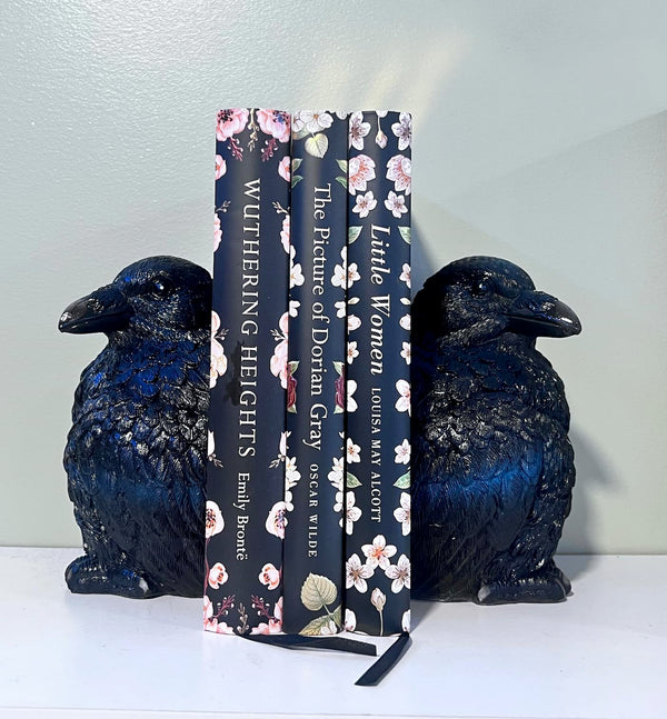 Raven Bookends – Black Resin