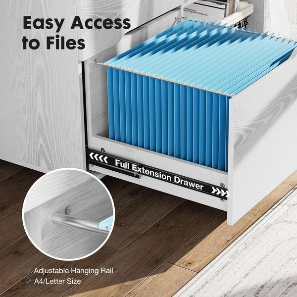 3-Drawer Lateral Filing Cabinet with Printer Stand & Wheels