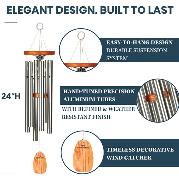 Amazing Grace Memorial Wind Chime with Urn – 24 Inch Outdoor Sympathy Chime