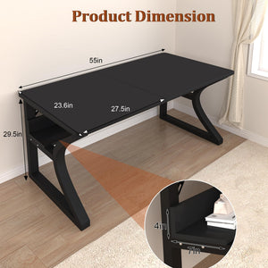 Computer Desk with Storage Shelf & C-Shaped Metal Frame