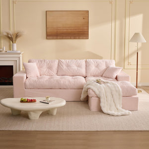 Modular L-Shaped Sectional Sofa with Ottoman – Corduroy Deep Seat, 102"