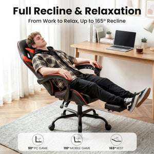 Ergonomic Gaming Chair with Footrest & Reclining Backrest