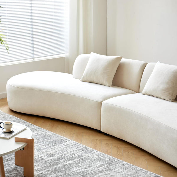 132" Curved Velvet Sofa – 6 Seater Half Moon Couch