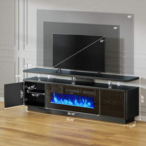 70" Electric Fireplace TV Stand with LED Lights