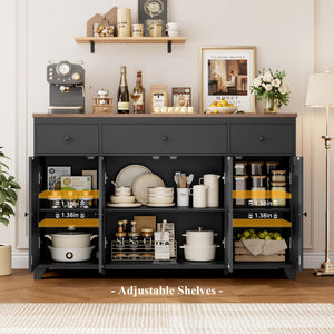 55" Kitchen Buffet Cabinet with Storage Drawers & Shelves