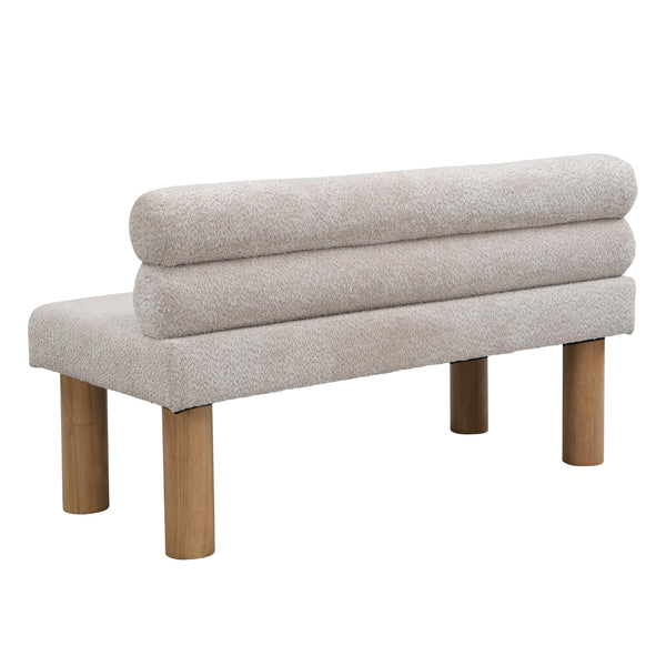 Boucle Upholstered Dining Bench with Wooden Frame