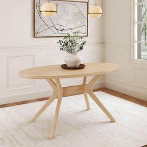 Oval Solid Wood Dining Table — 62 Inch, Seats 4