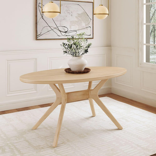 Oval Solid Wood Dining Table — 62 Inch, Seats 4