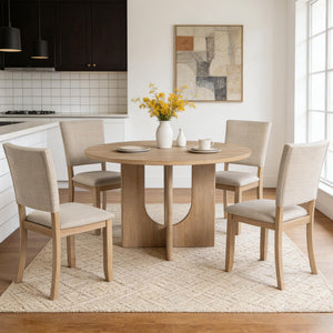 5-Piece Round Dining Table Set with 4 Upholstered Chairs